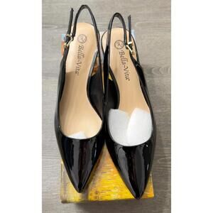 Bella Vita Scarlett II Kitten-Heel Black Patent Slingback Pumps Women Size 8.5